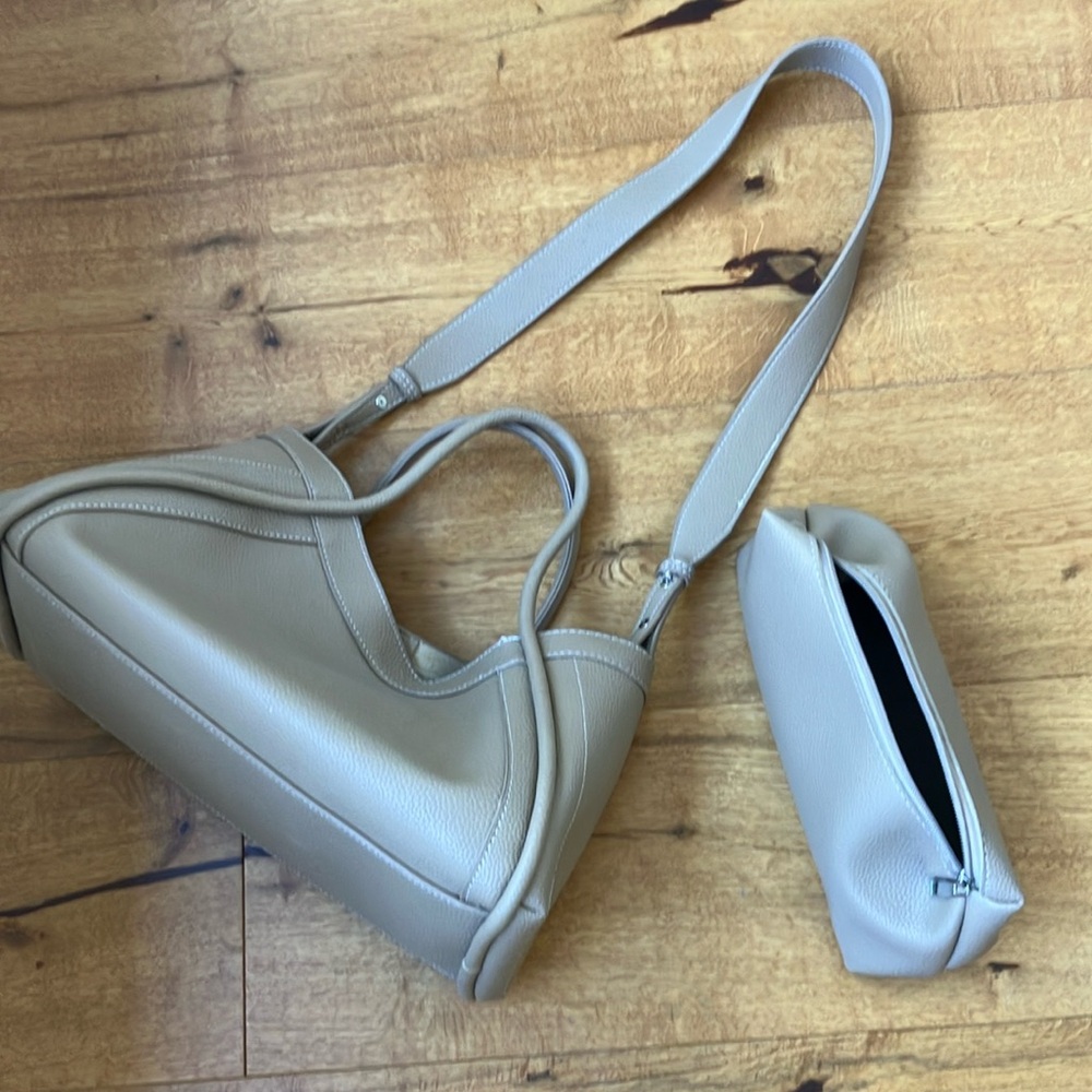 Tan Vegan Leather Shoulder Bag Set with Modern Design